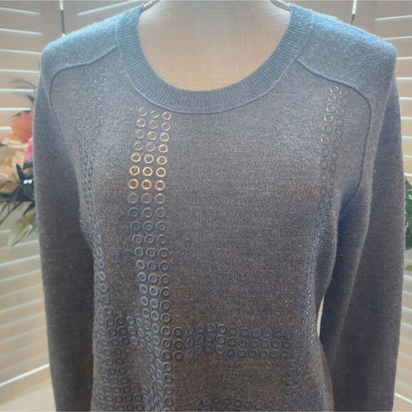 BURBERRY BRIT GRAY / SILVER WOOL SWEATER SIZE MED - Picture 2 of 6